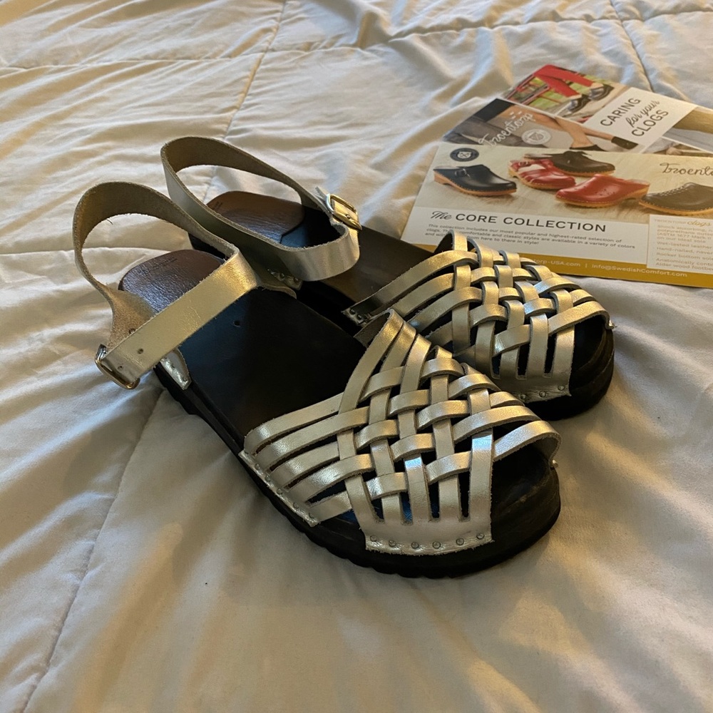 Troentorp Silver Clog Sandal 39EU 9-9.5